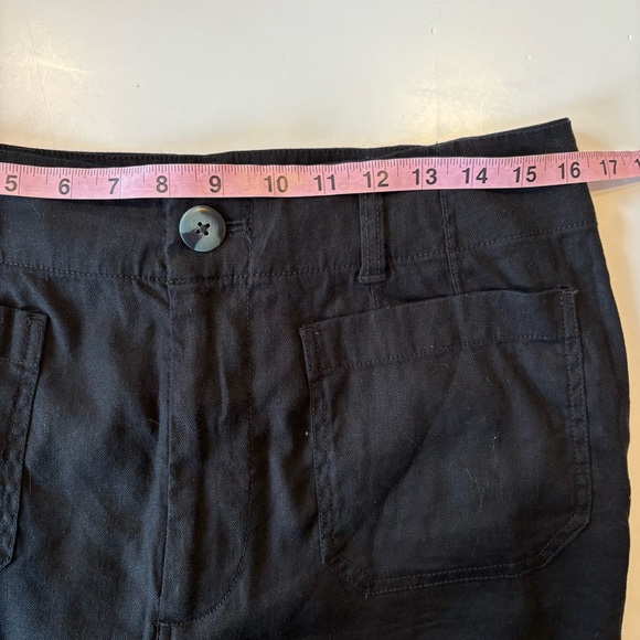 Anthropologie || Maeve Colette Linen Blend Wide Leg Ankle Crop Pants Black 31 - Picture 8 of 10